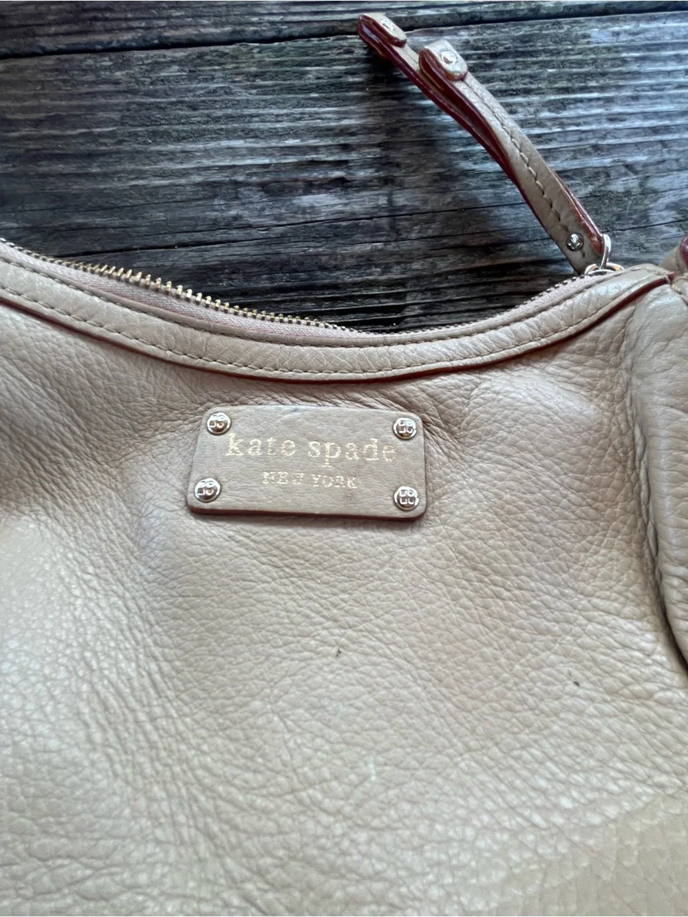 kate spade Beige Pebbled Leather Crossbody Bag with Adjustable Strap